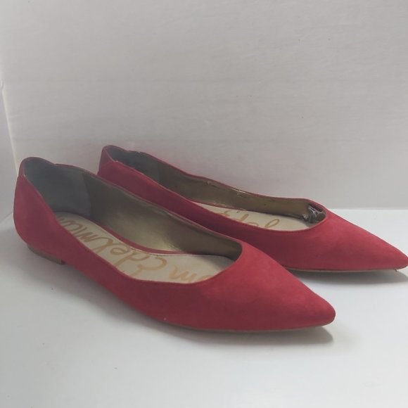 SAM EDELMAN | Women's 'Rae' Red Suede Pointed Toe Flats Red Size 6.5 - Picture 1 of 14